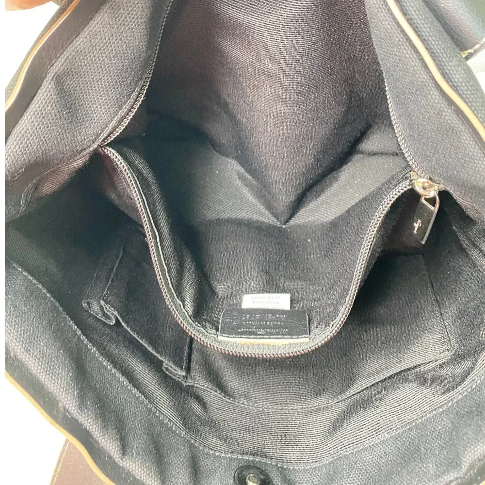 Salvatore Ferragamo Vara Ribbon Black‎ Canvas Leather Trimmed Tote Handbag Purse
